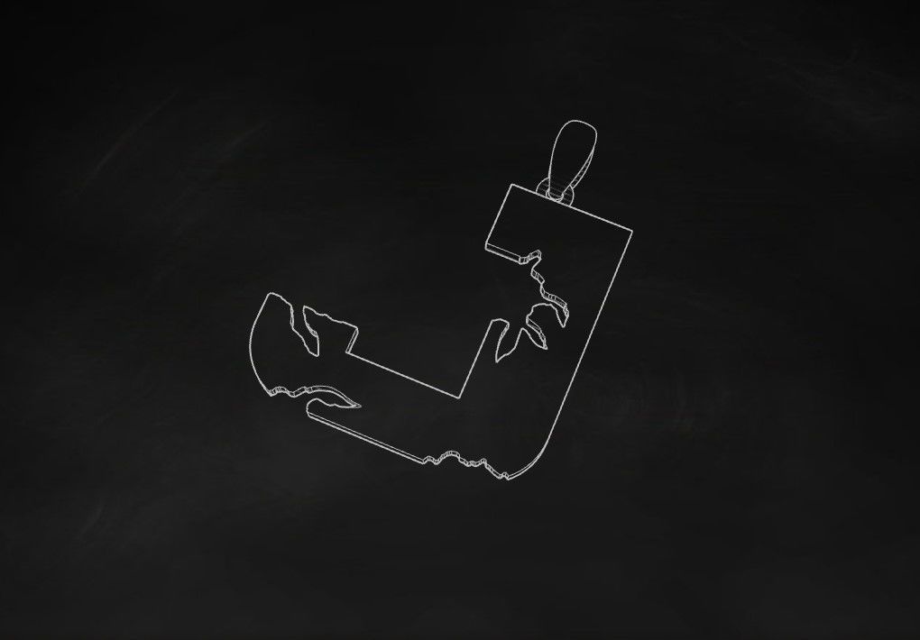 Model 935 J Crack Initial Letter Alphabet Pendant 3D print model_9