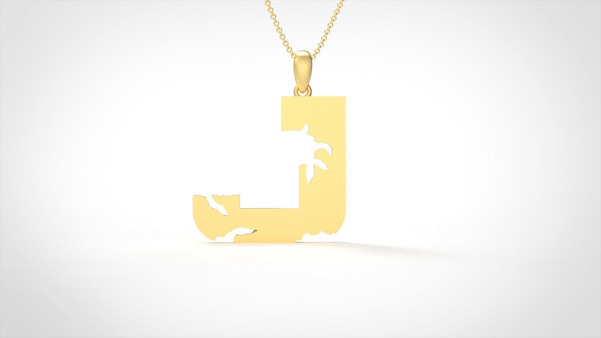 Model 935 J Crack Initial Letter Alphabet Pendant 3D print model_1