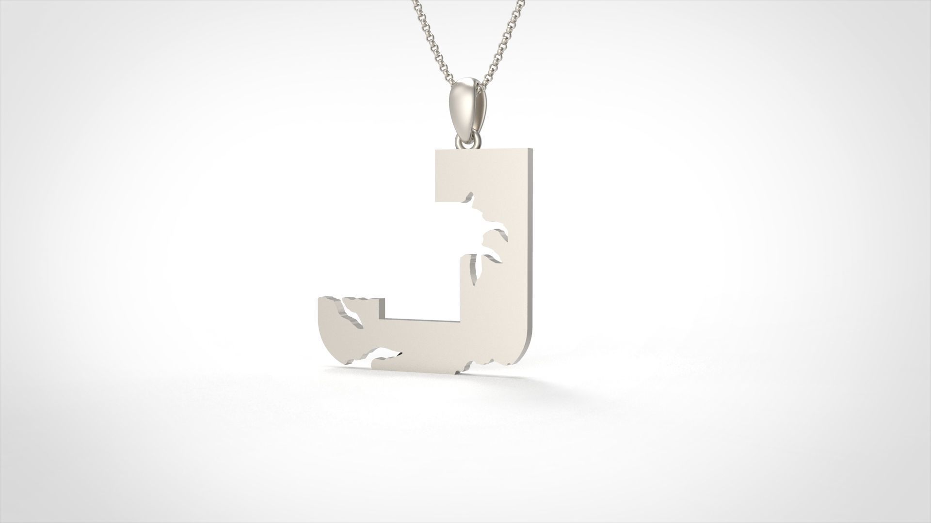 Model 935 J Crack Initial Letter Alphabet Pendant 3D print model_4
