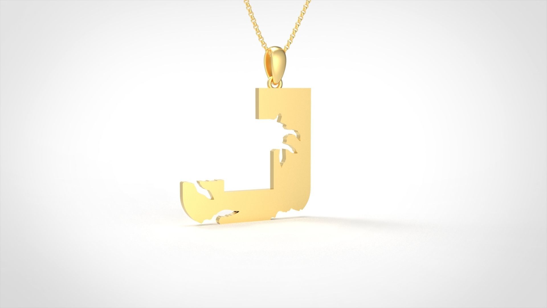Model 935 J Crack Initial Letter Alphabet Pendant 3D print model_3