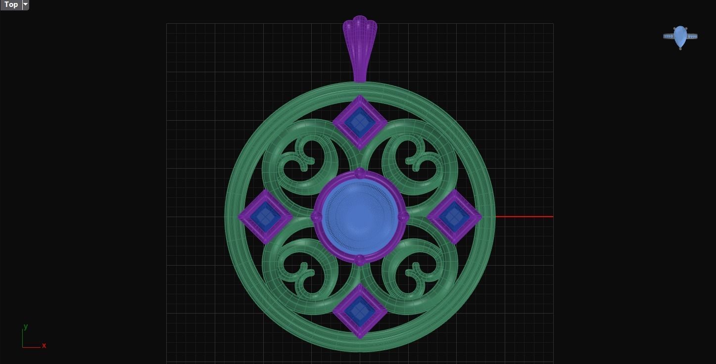 Circular Cab Filigree Pendant 3D print model_6