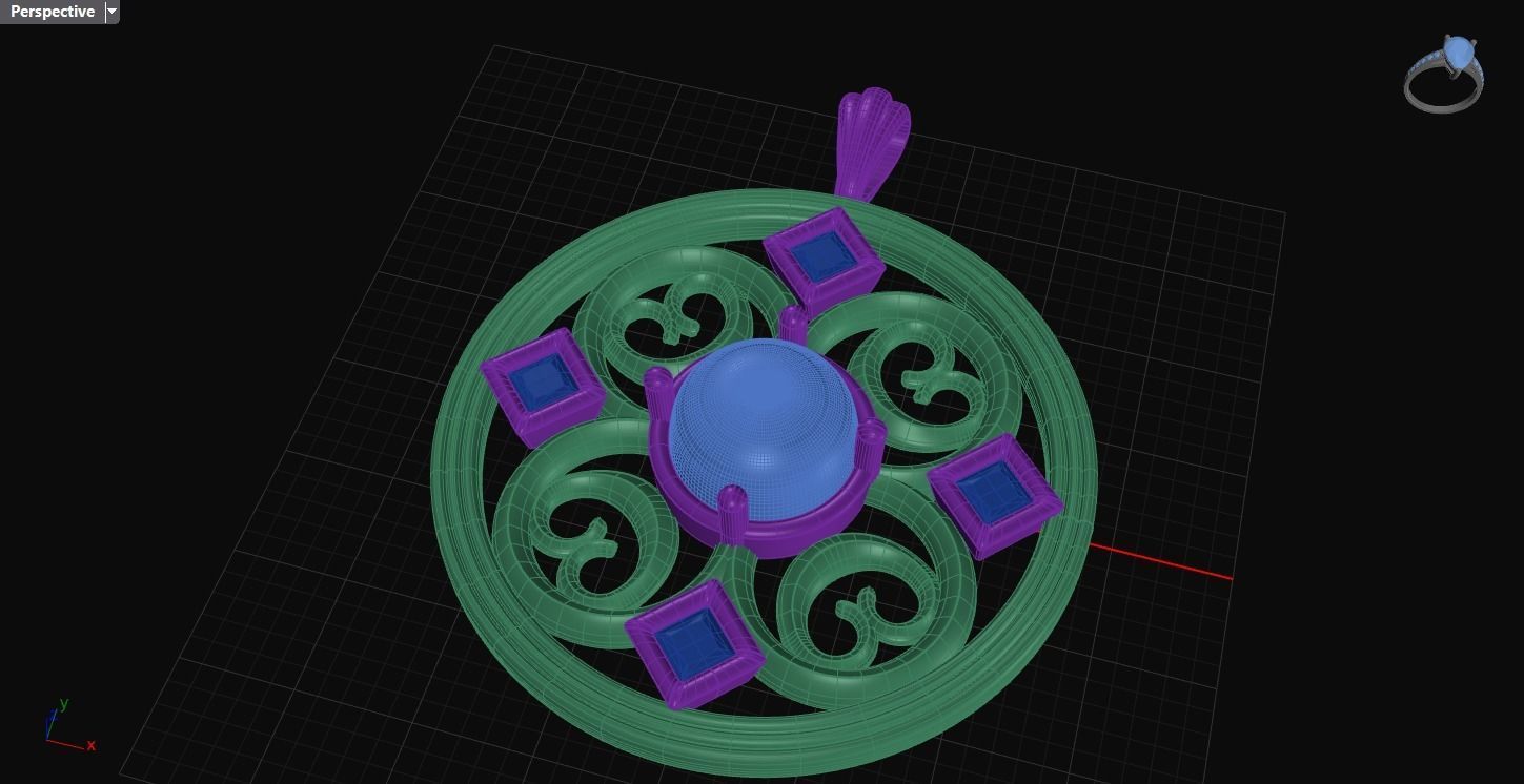 Circular Cab Filigree Pendant 3D print model_1
