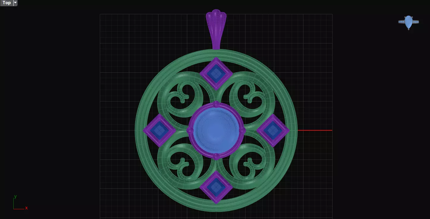 Circular Cab Filigree Pendant 3D print model_0