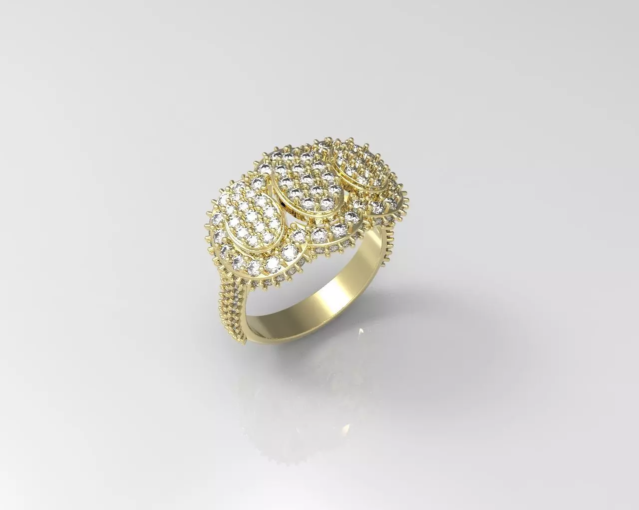 3stone classic ring several sizes 3D print model