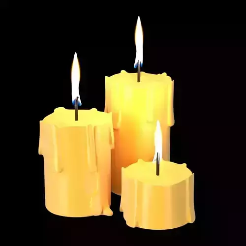 Candels three burning candles 3D model