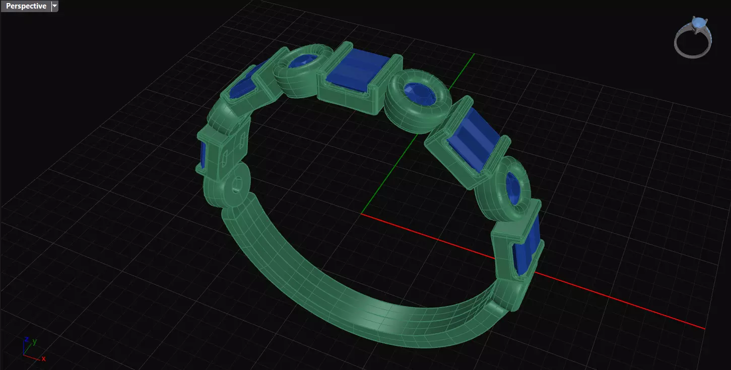 baguette wedding ring 3D print model_0