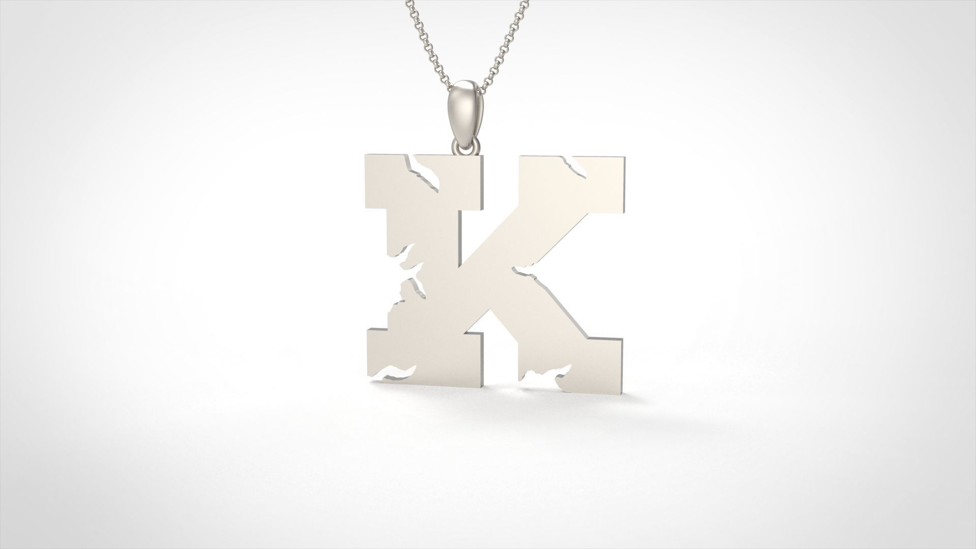 Model 936 K Crack Initial Letter Alphabet Pendant 3D print model_4