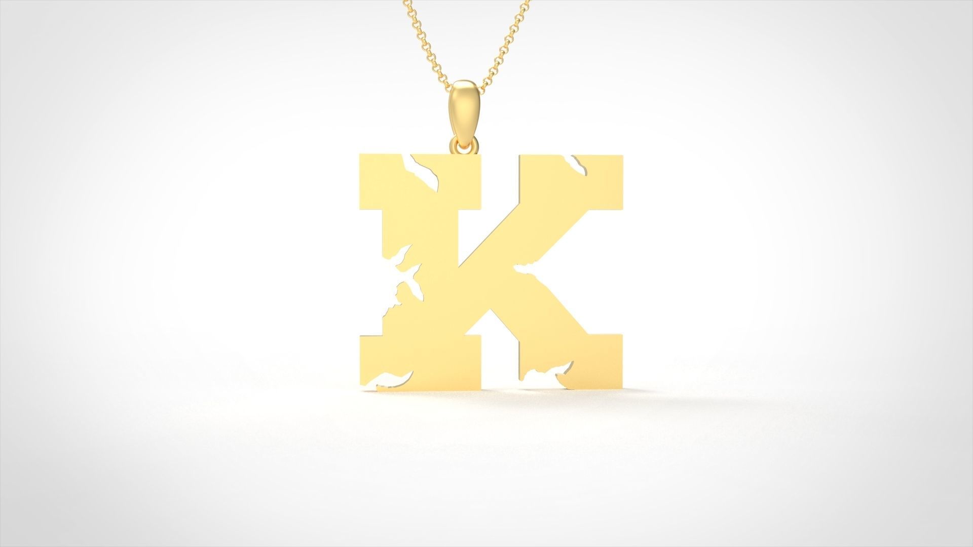Model 936 K Crack Initial Letter Alphabet Pendant 3D print model_3