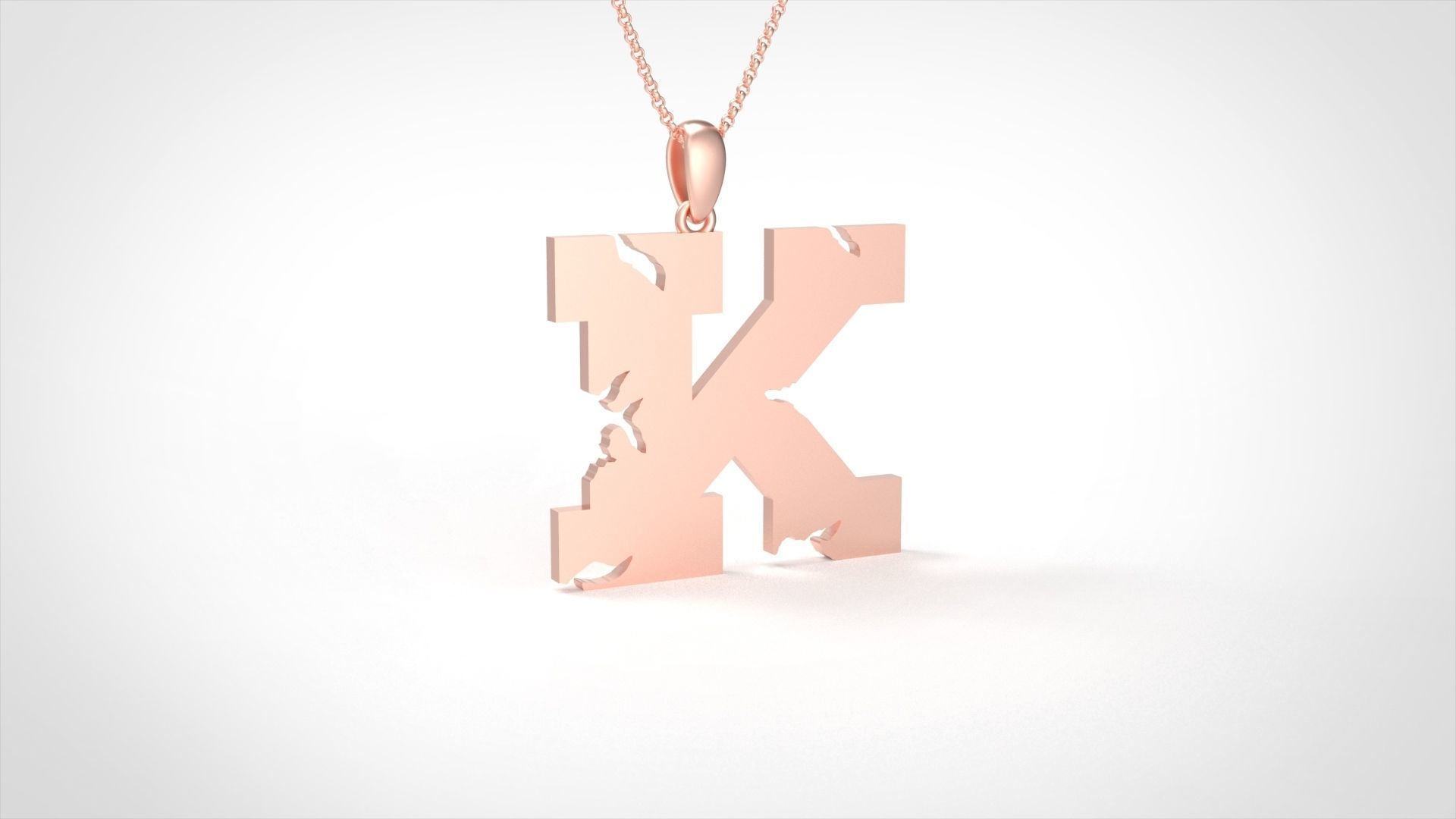 Model 936 K Crack Initial Letter Alphabet Pendant 3D print model_2