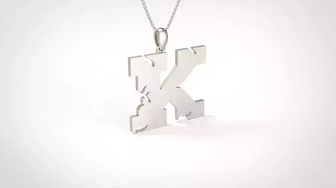 Model 936 K Crack Initial Letter Alphabet Pendant 3D print model