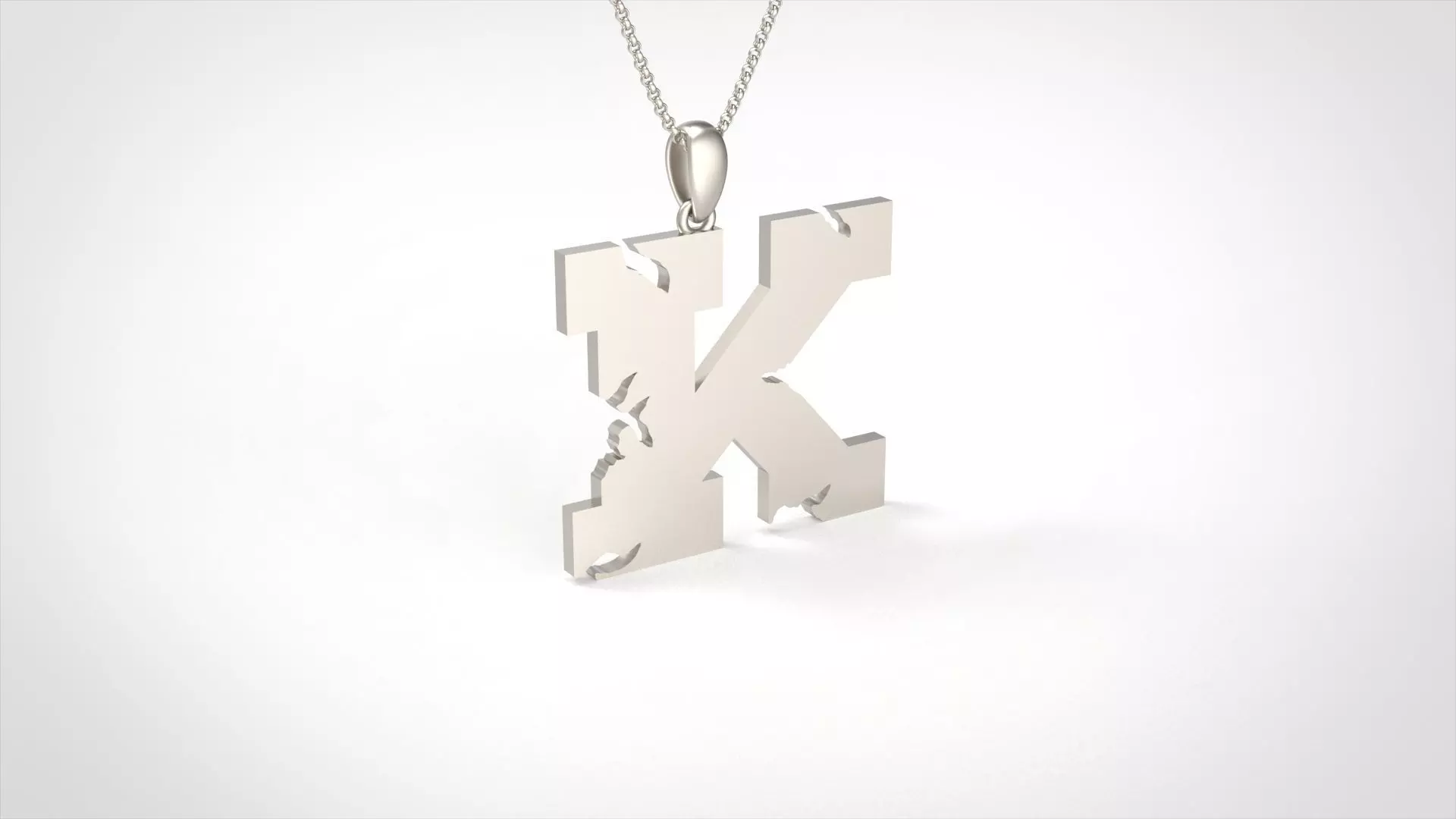 Model 936 K Crack Initial Letter Alphabet Pendant 3D print model_0