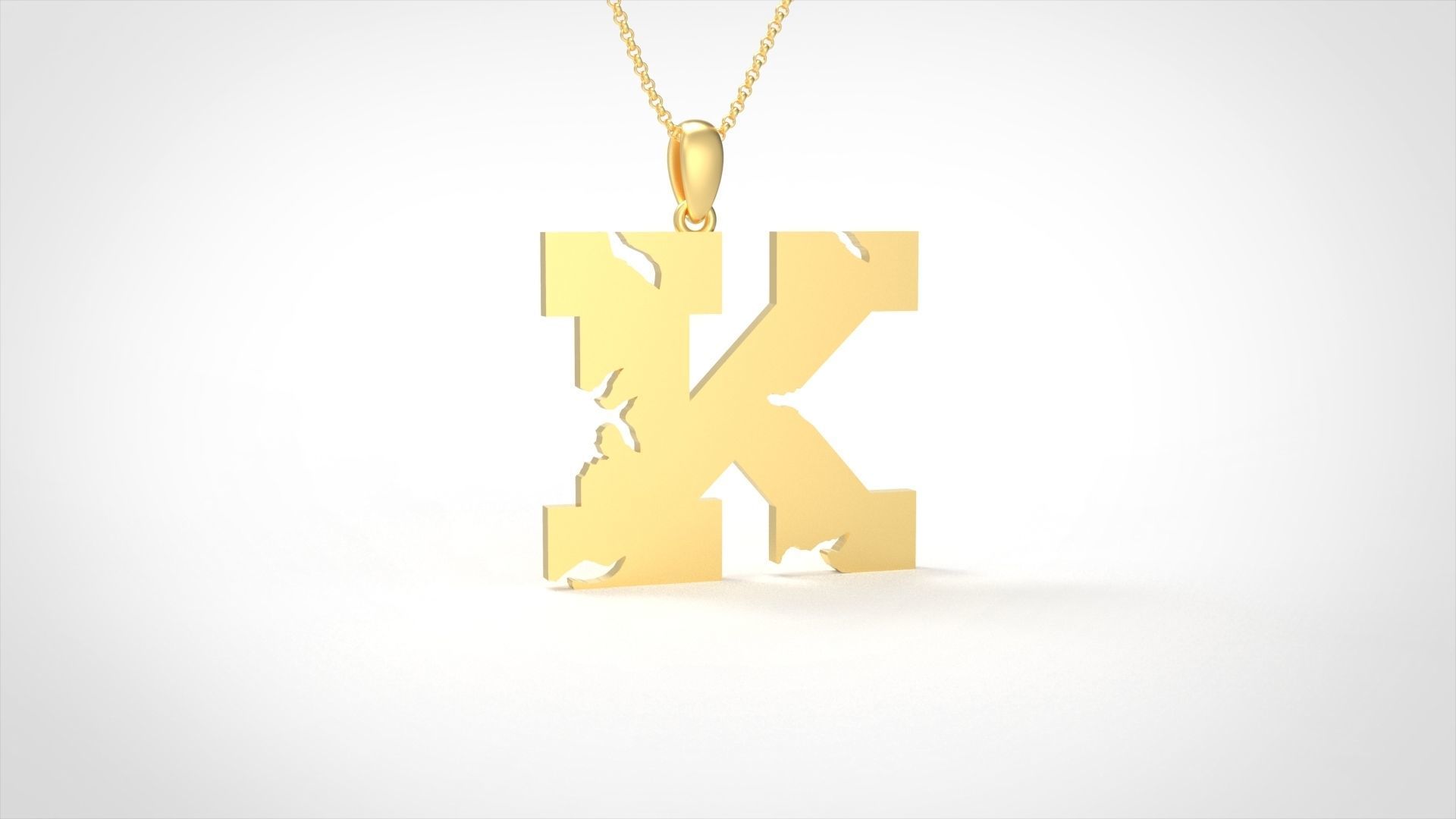 Model 936 K Crack Initial Letter Alphabet Pendant 3D print model_1