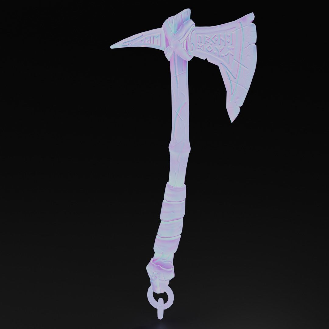 Game ready Viking Axe Low-poly 3D model_5