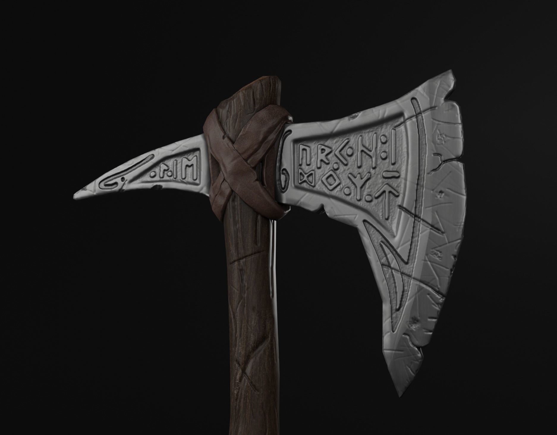 Game ready Viking Axe Low-poly 3D model_1