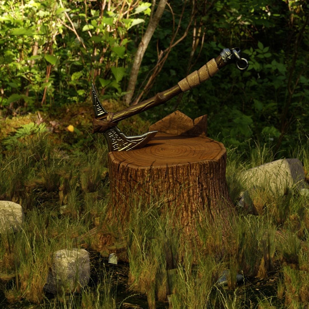 Game ready Viking Axe Low-poly 3D model_10
