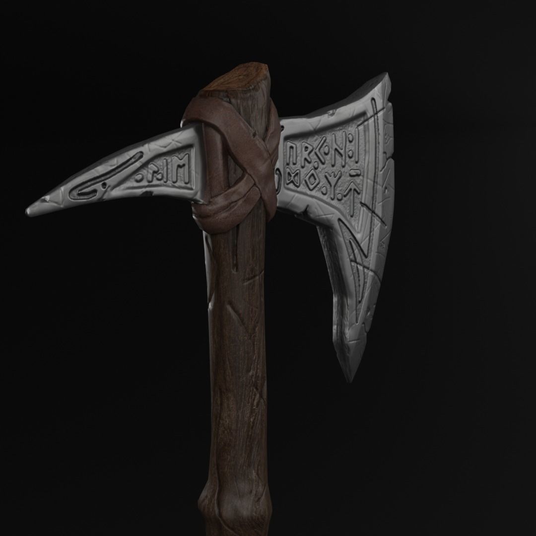 Game ready Viking Axe Low-poly 3D model_4