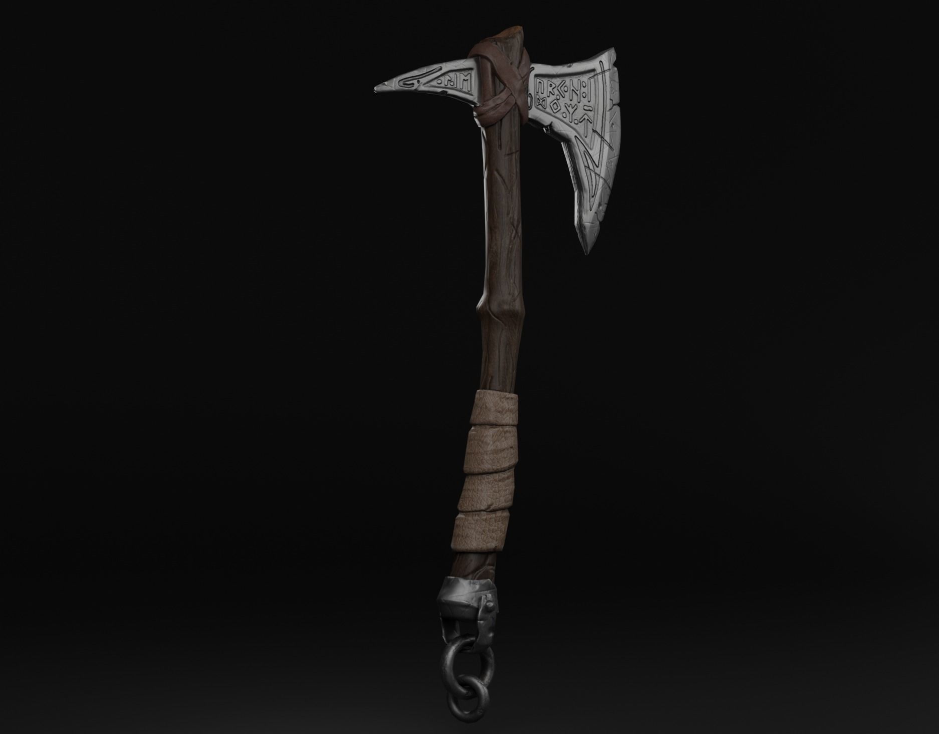 Game ready Viking Axe Low-poly 3D model_2