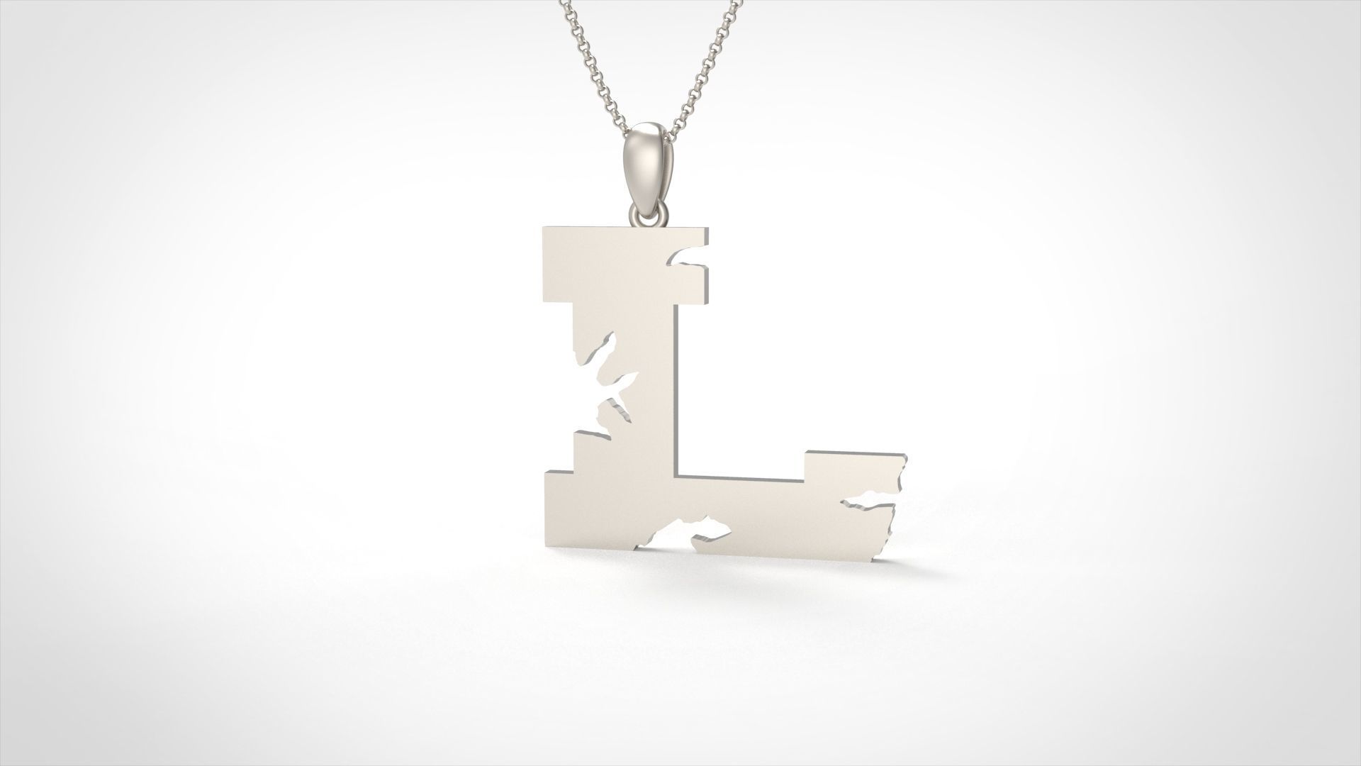 Model 937 L Crack Initial Letter Alphabet Pendant 3D print model_4