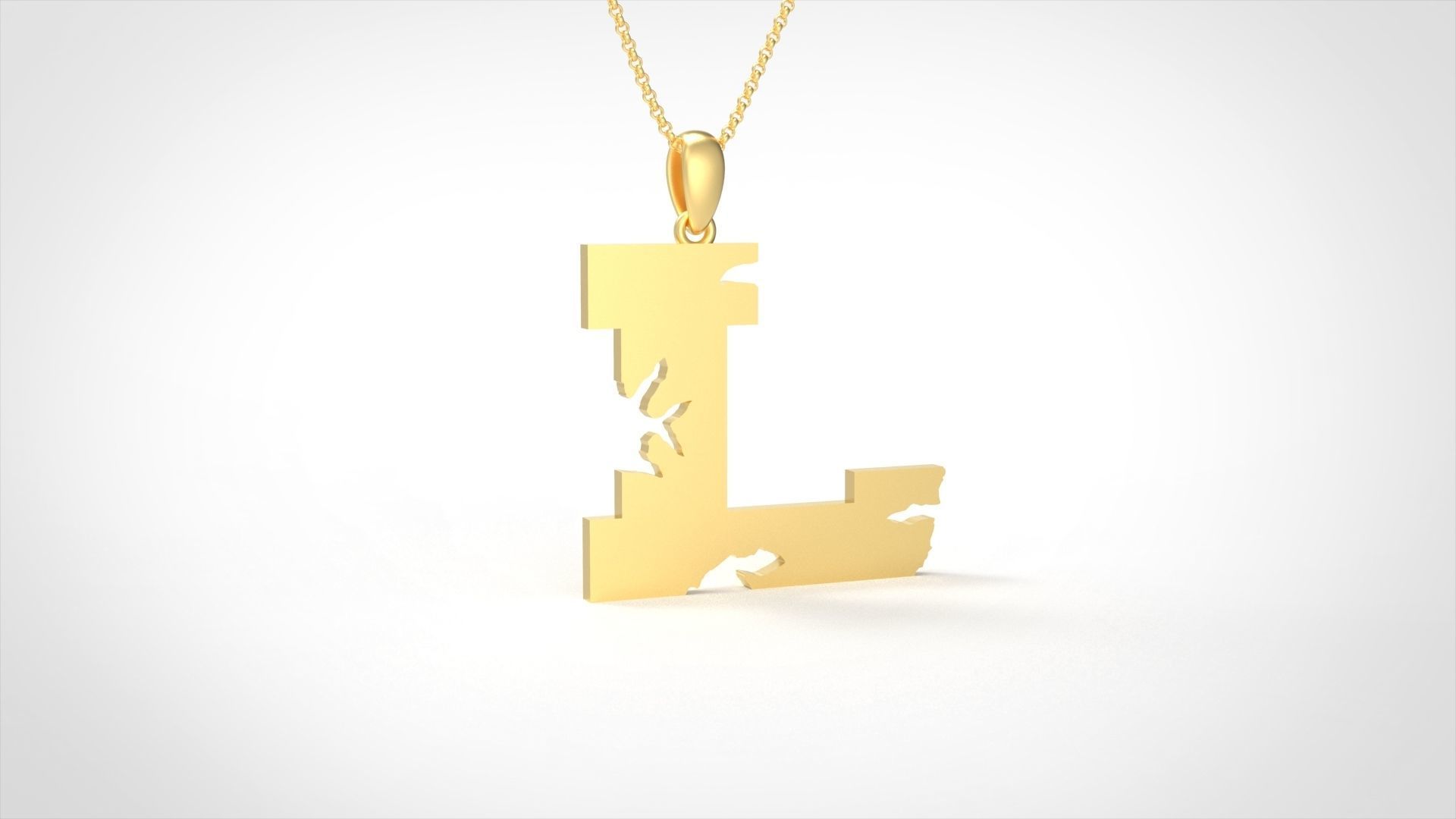 Model 937 L Crack Initial Letter Alphabet Pendant 3D print model_2