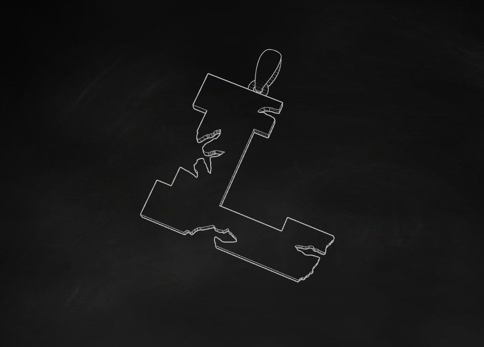 Model 937 L Crack Initial Letter Alphabet Pendant 3D print model_9