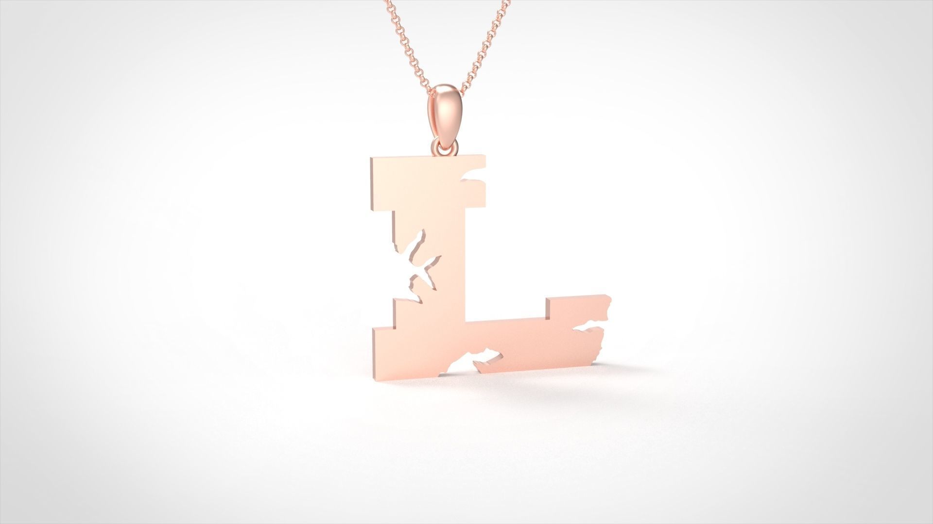 Model 937 L Crack Initial Letter Alphabet Pendant 3D print model_3