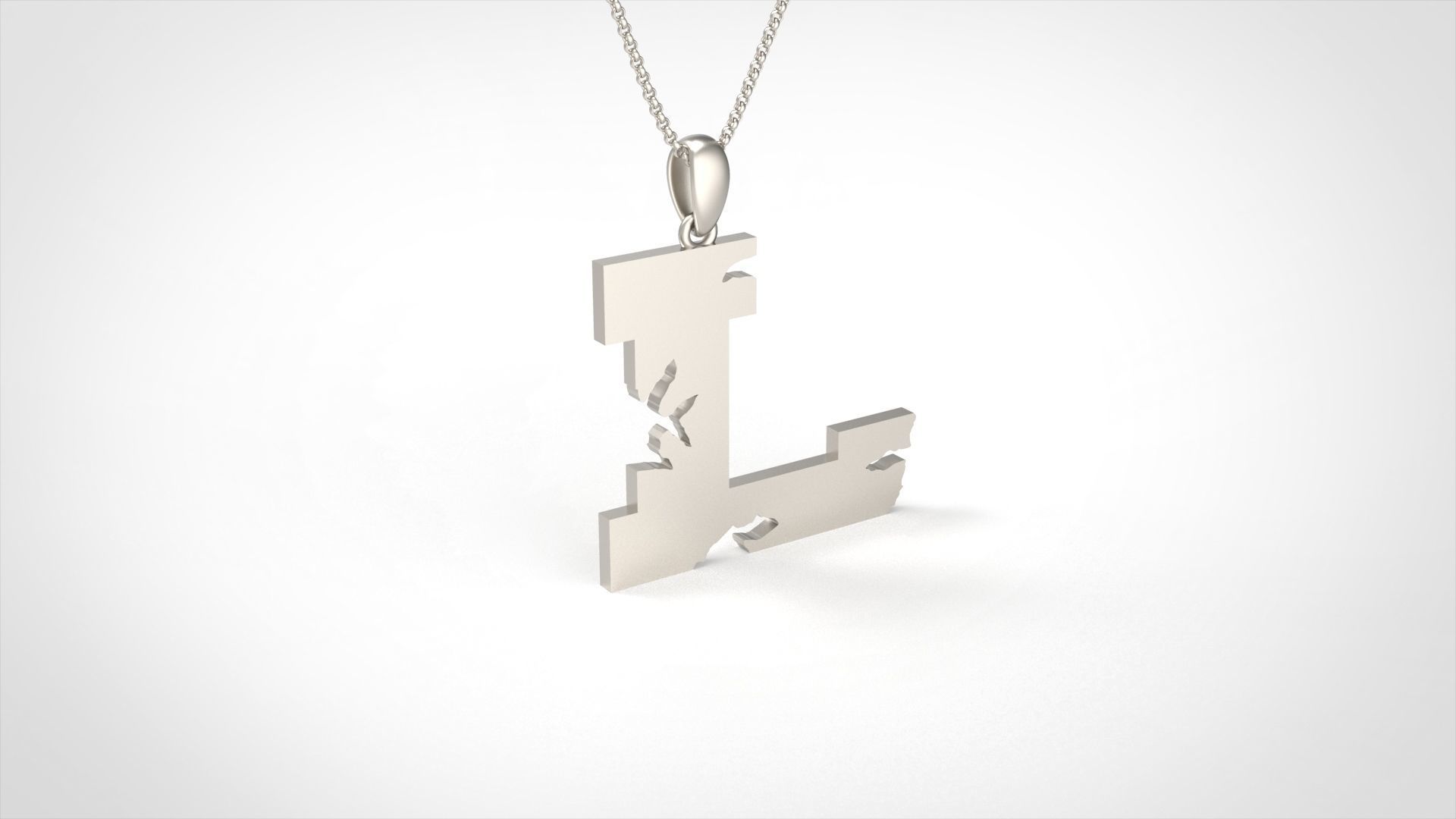 Model 937 L Crack Initial Letter Alphabet Pendant 3D print model_1