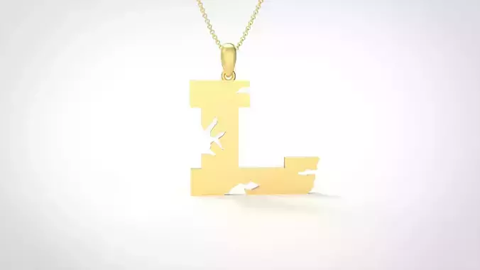 Model 937 L Crack Initial Letter Alphabet Pendant 3D print model