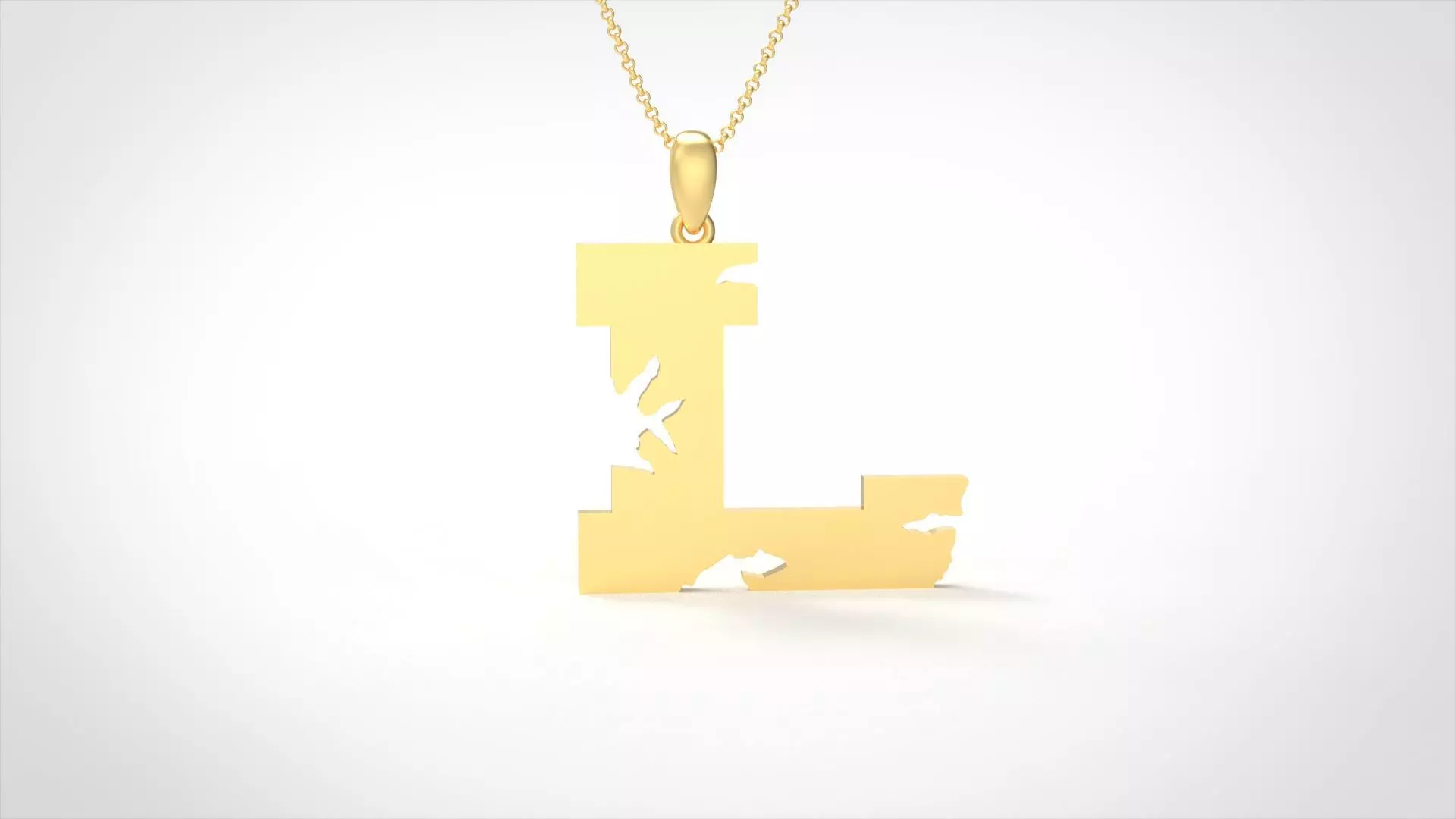 Model 937 L Crack Initial Letter Alphabet Pendant 3D print model_0