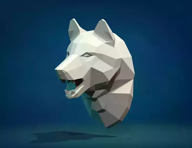 Wolf head low poly 3D print model