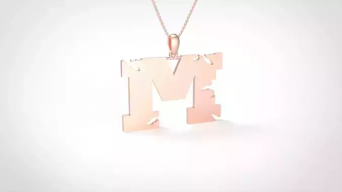 Model 938 M Crack Initial Letter Alphabet Pendant 3D print model
