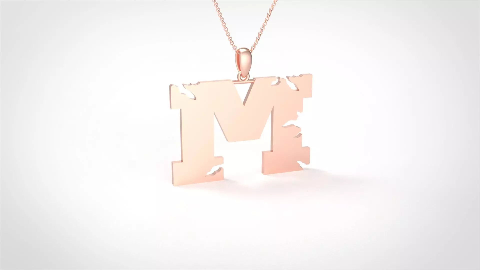 Model 938 M Crack Initial Letter Alphabet Pendant 3D print model_0