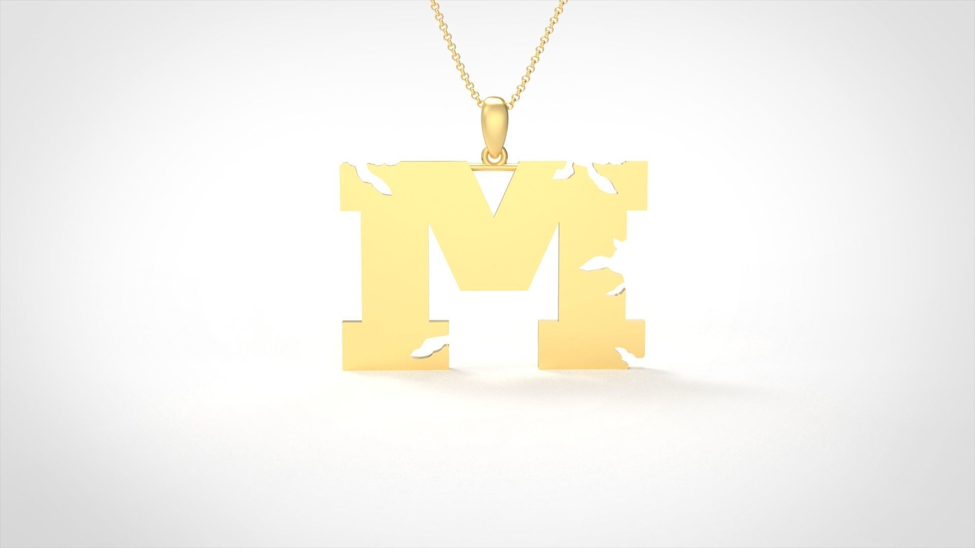 Model 938 M Crack Initial Letter Alphabet Pendant 3D print model_3
