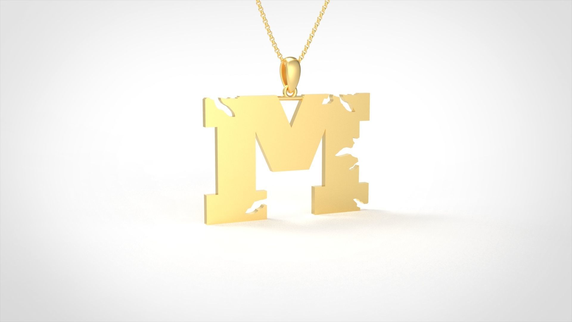 Model 938 M Crack Initial Letter Alphabet Pendant 3D print model_1