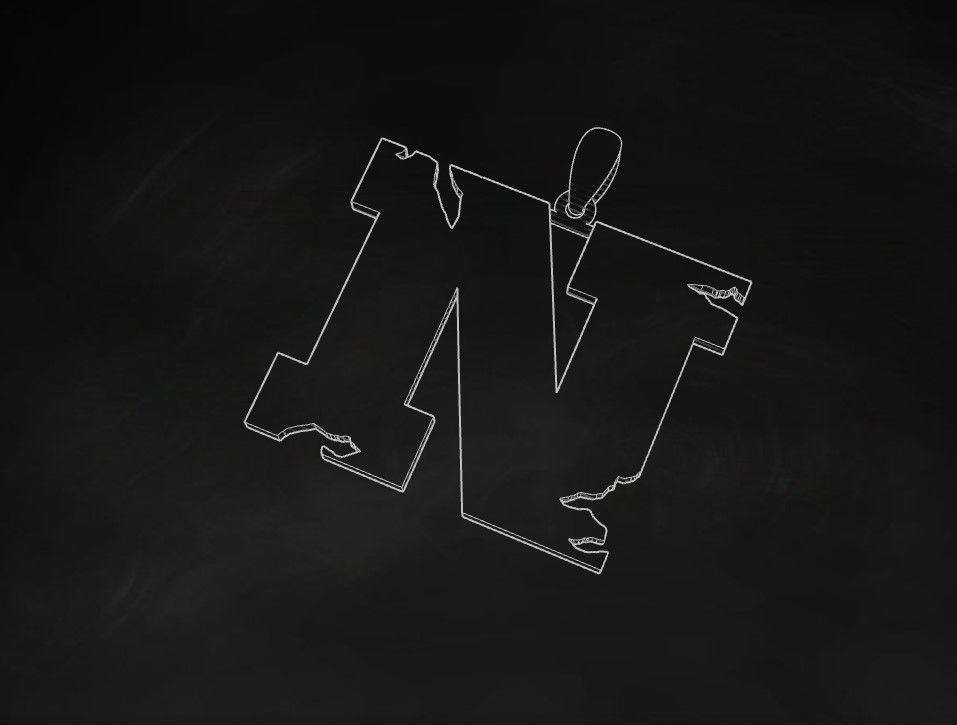 Model 939 N Crack Initial Letter Alphabet Pendant 3D print model_9