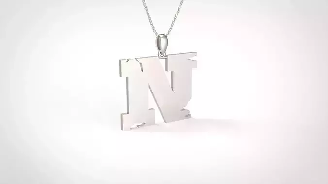 Model 939 N Crack Initial Letter Alphabet Pendant 3D print model