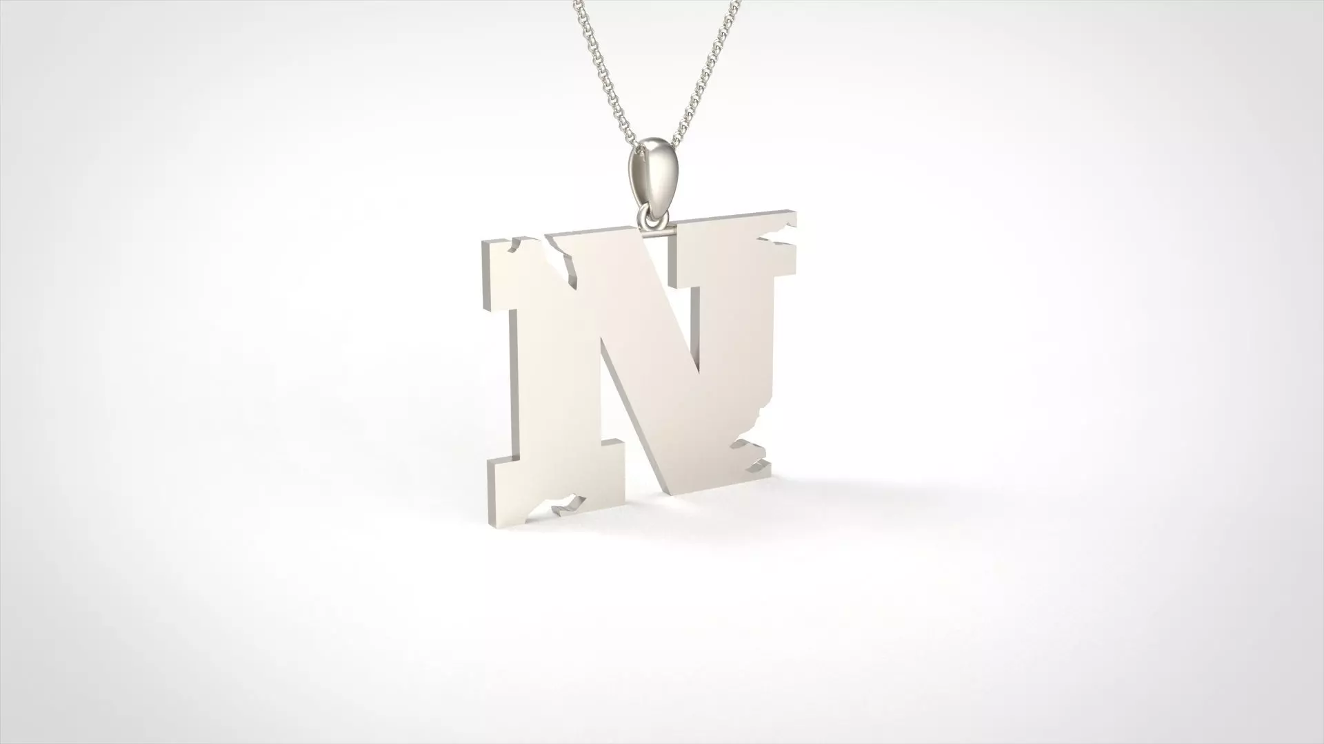Model 939 N Crack Initial Letter Alphabet Pendant 3D print model_0