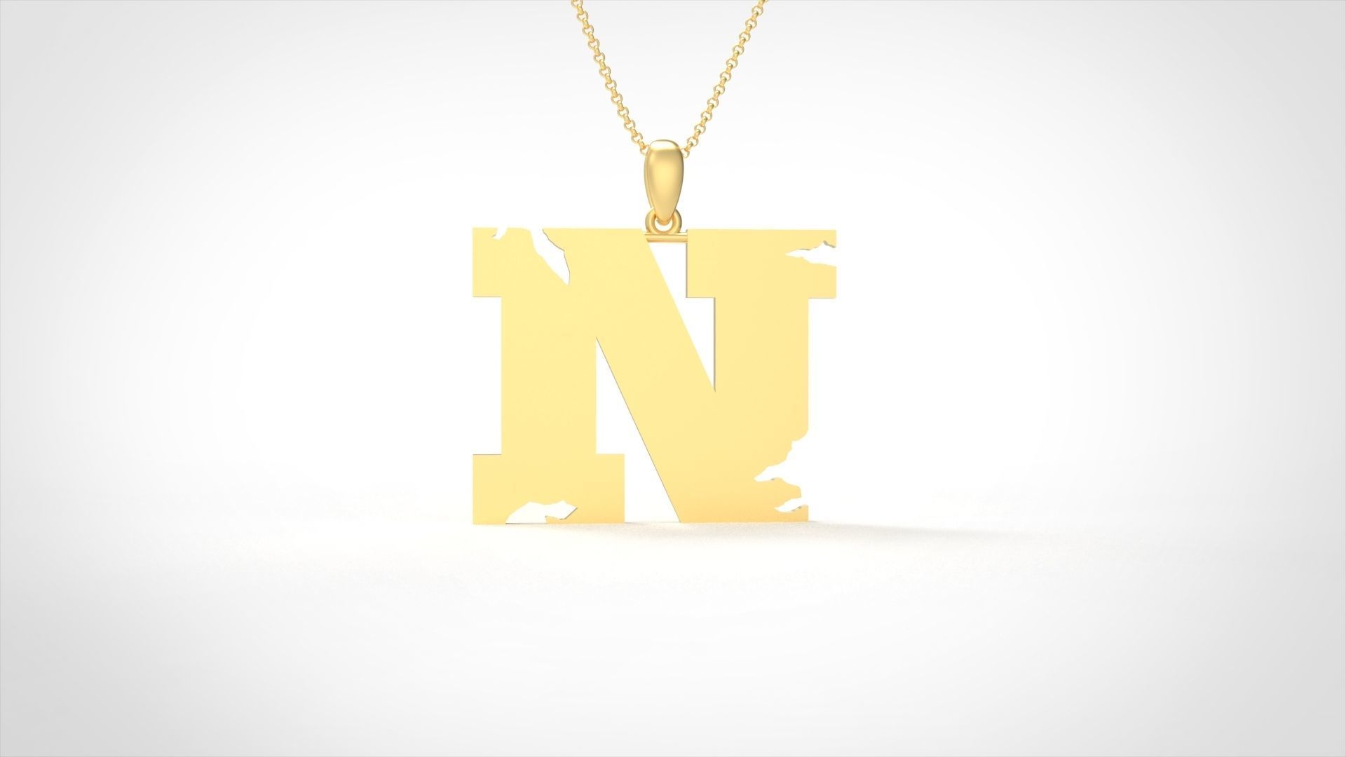 Model 939 N Crack Initial Letter Alphabet Pendant 3D print model_3