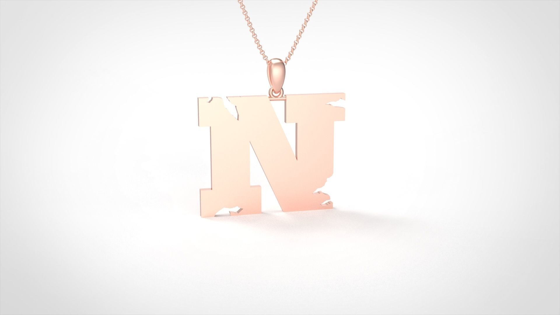 Model 939 N Crack Initial Letter Alphabet Pendant 3D print model_1