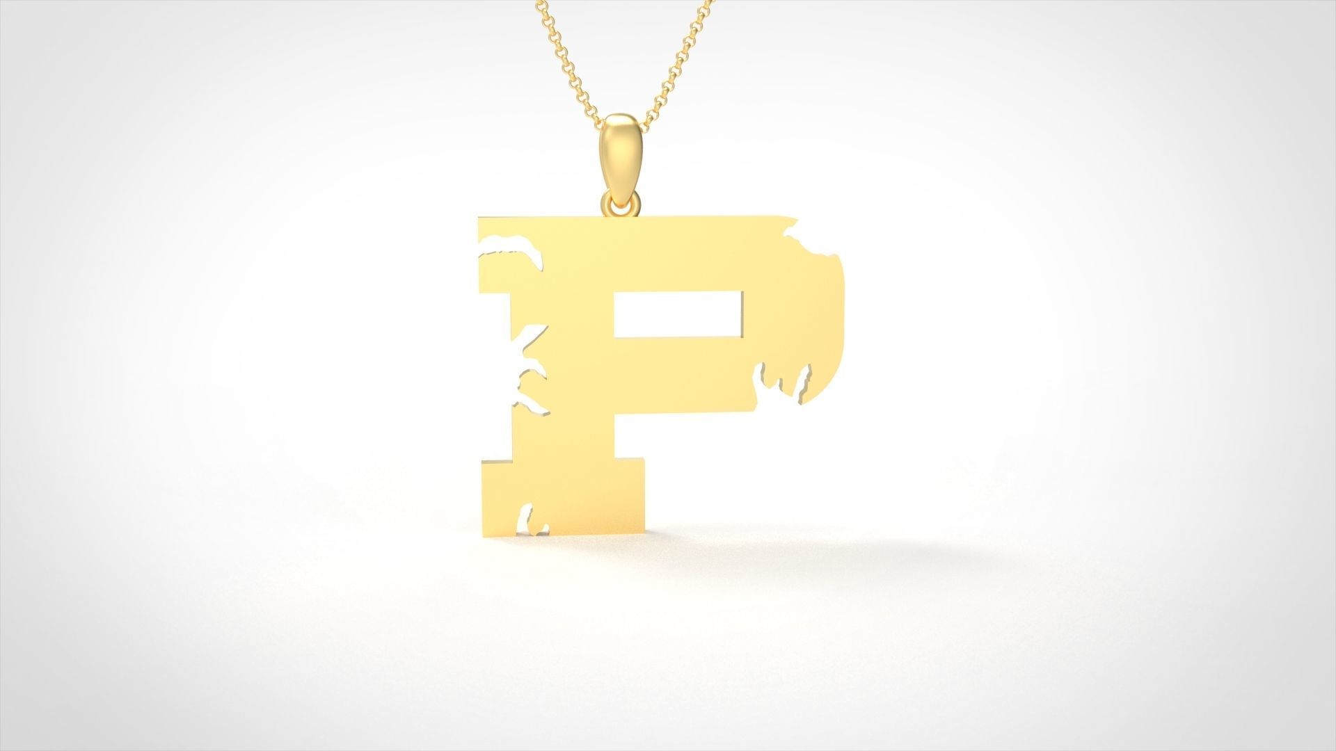 Model 941 P Crack Initial Letter Alphabet Pendant 3D print model_3
