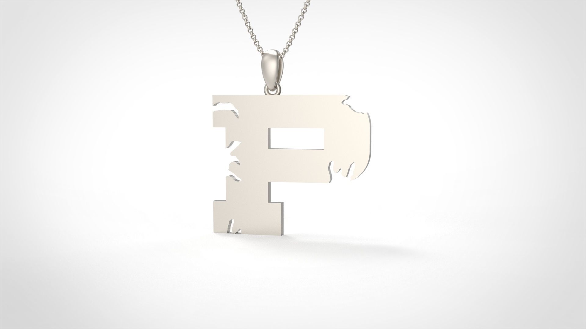 Model 941 P Crack Initial Letter Alphabet Pendant 3D print model_4