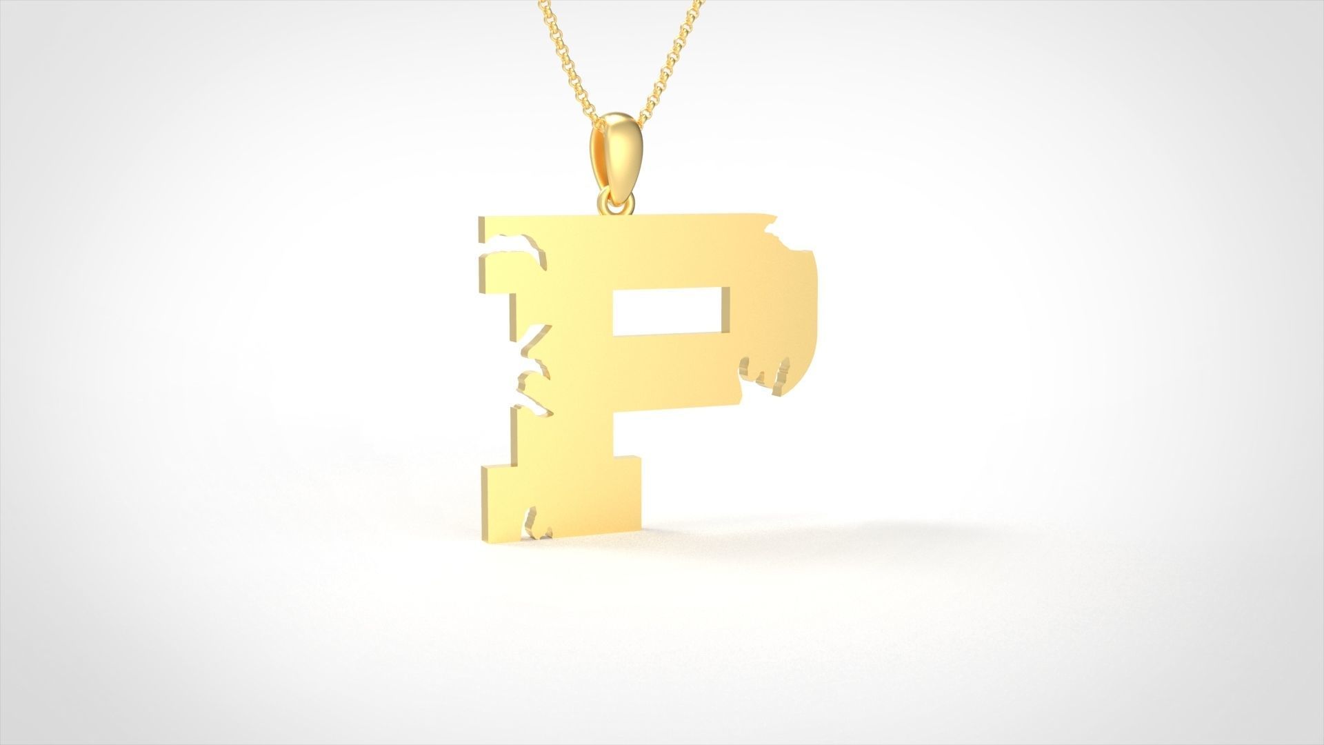 Model 941 P Crack Initial Letter Alphabet Pendant 3D print model_1