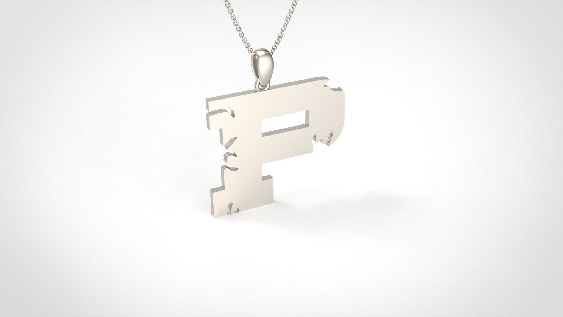 Model 941 P Crack Initial Letter Alphabet Pendant 3D print model_2
