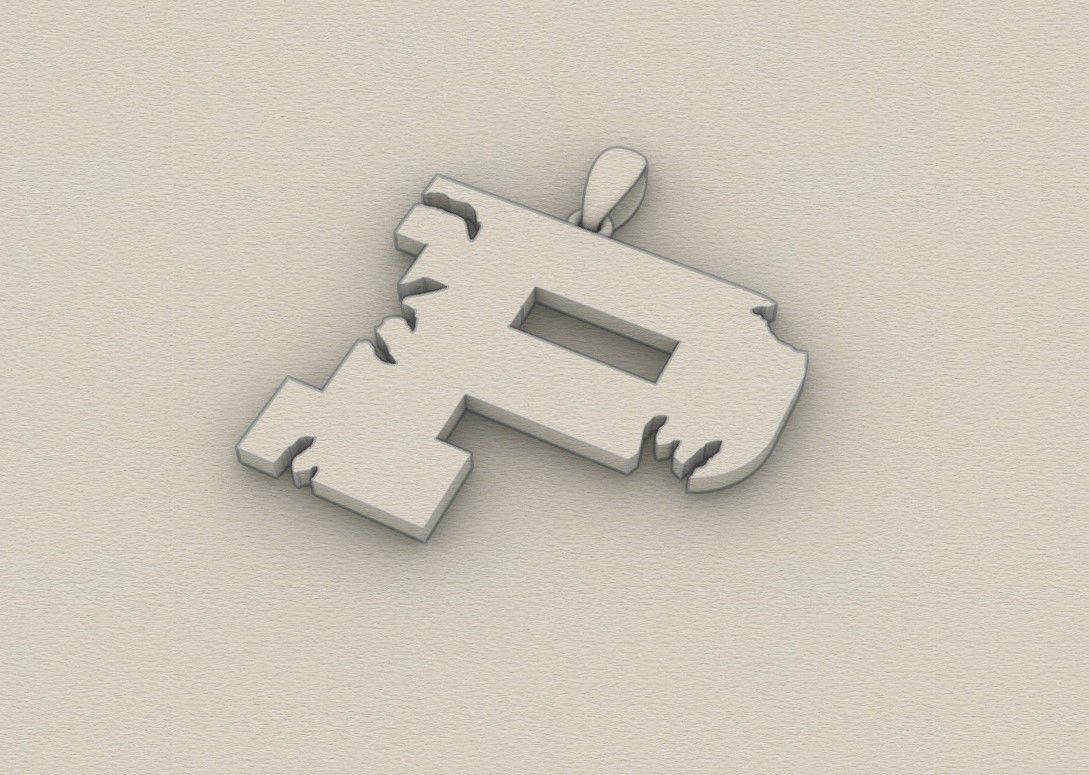 Model 941 P Crack Initial Letter Alphabet Pendant 3D print model_8