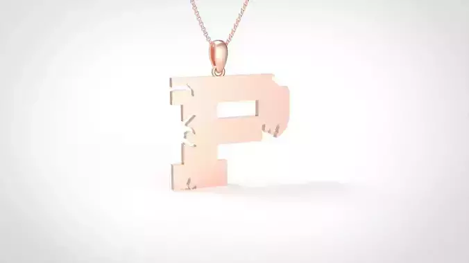 Model 941 P Crack Initial Letter Alphabet Pendant 3D print model
