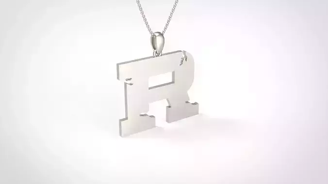 Model 942 R Crack Initial Letter Alphabet Pendant 3D print model