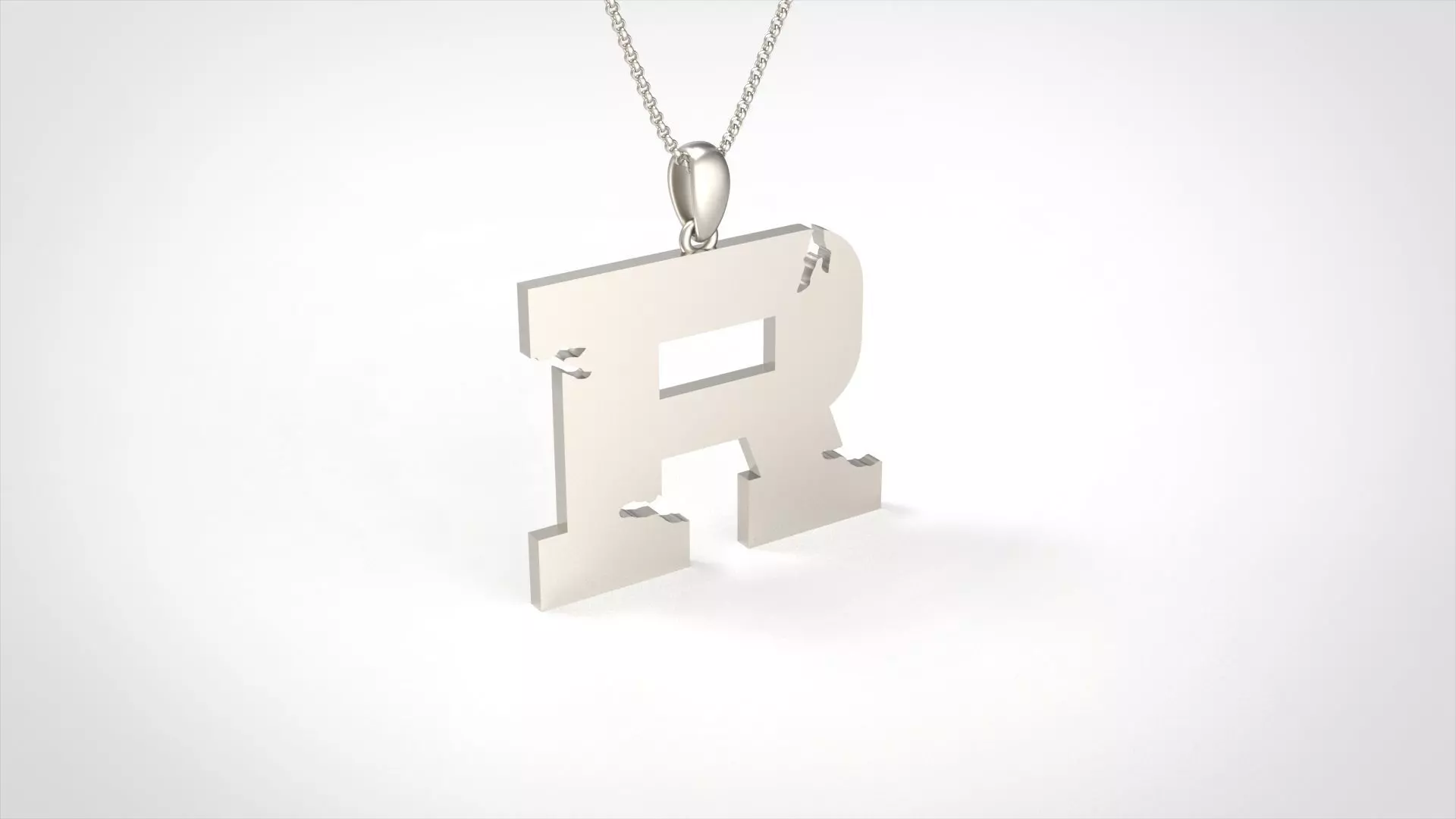 Model 942 R Crack Initial Letter Alphabet Pendant 3D print model_0
