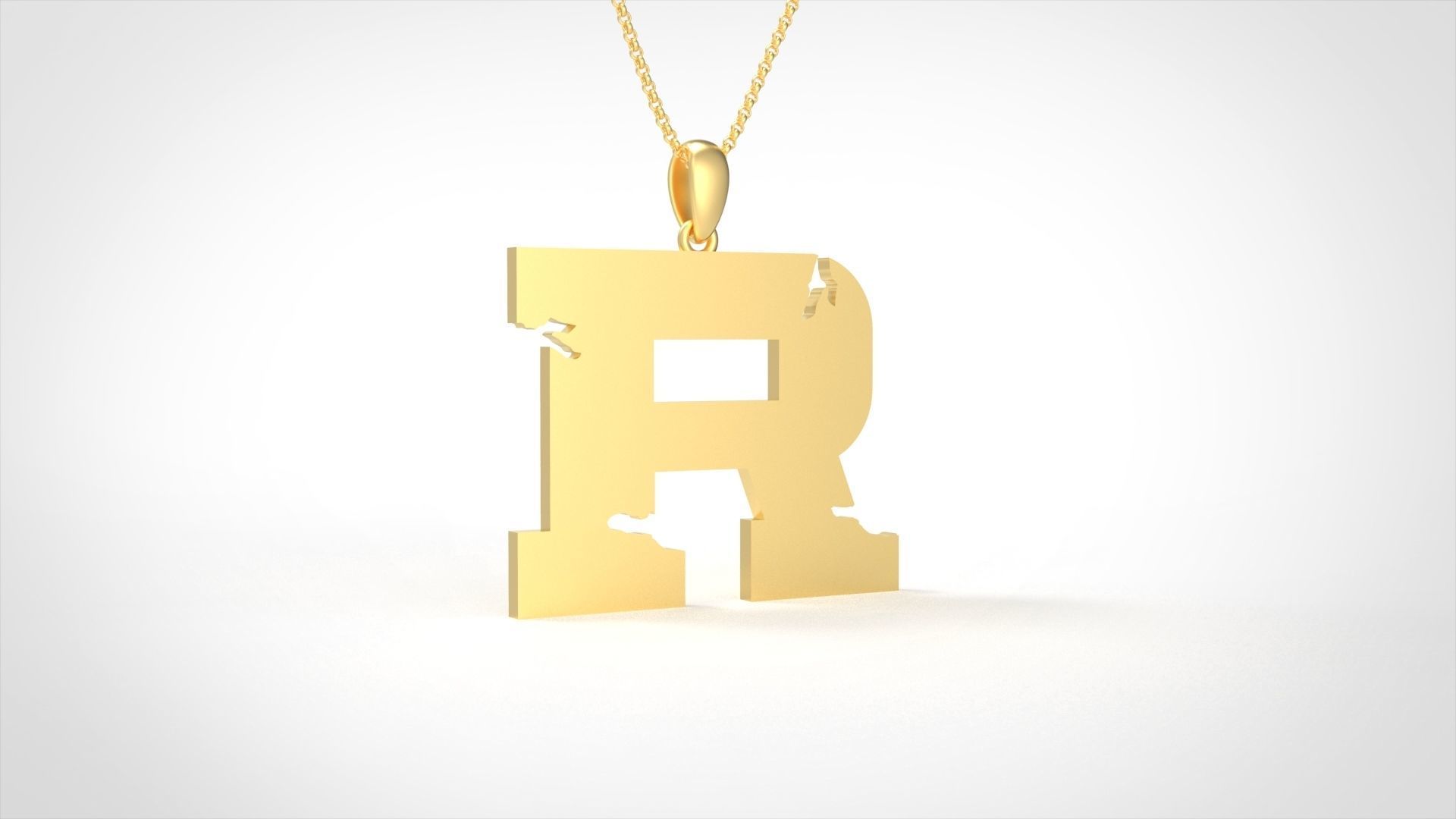 Model 942 R Crack Initial Letter Alphabet Pendant 3D print model_2