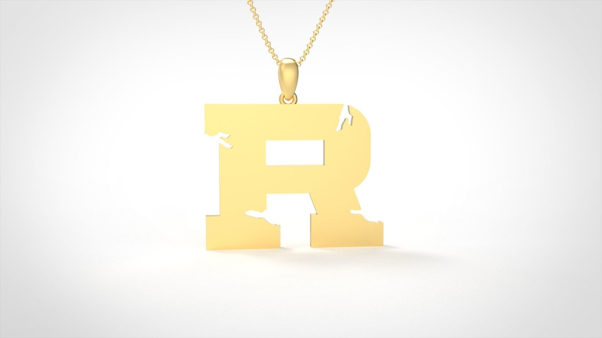 Model 942 R Crack Initial Letter Alphabet Pendant 3D print model_3
