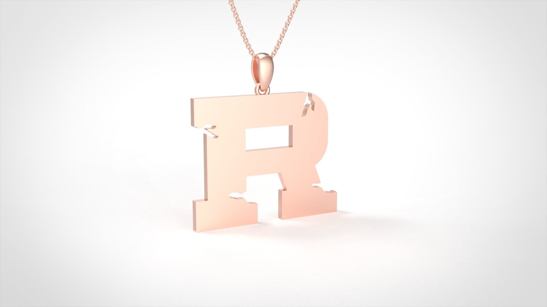 Model 942 R Crack Initial Letter Alphabet Pendant 3D print model_1
