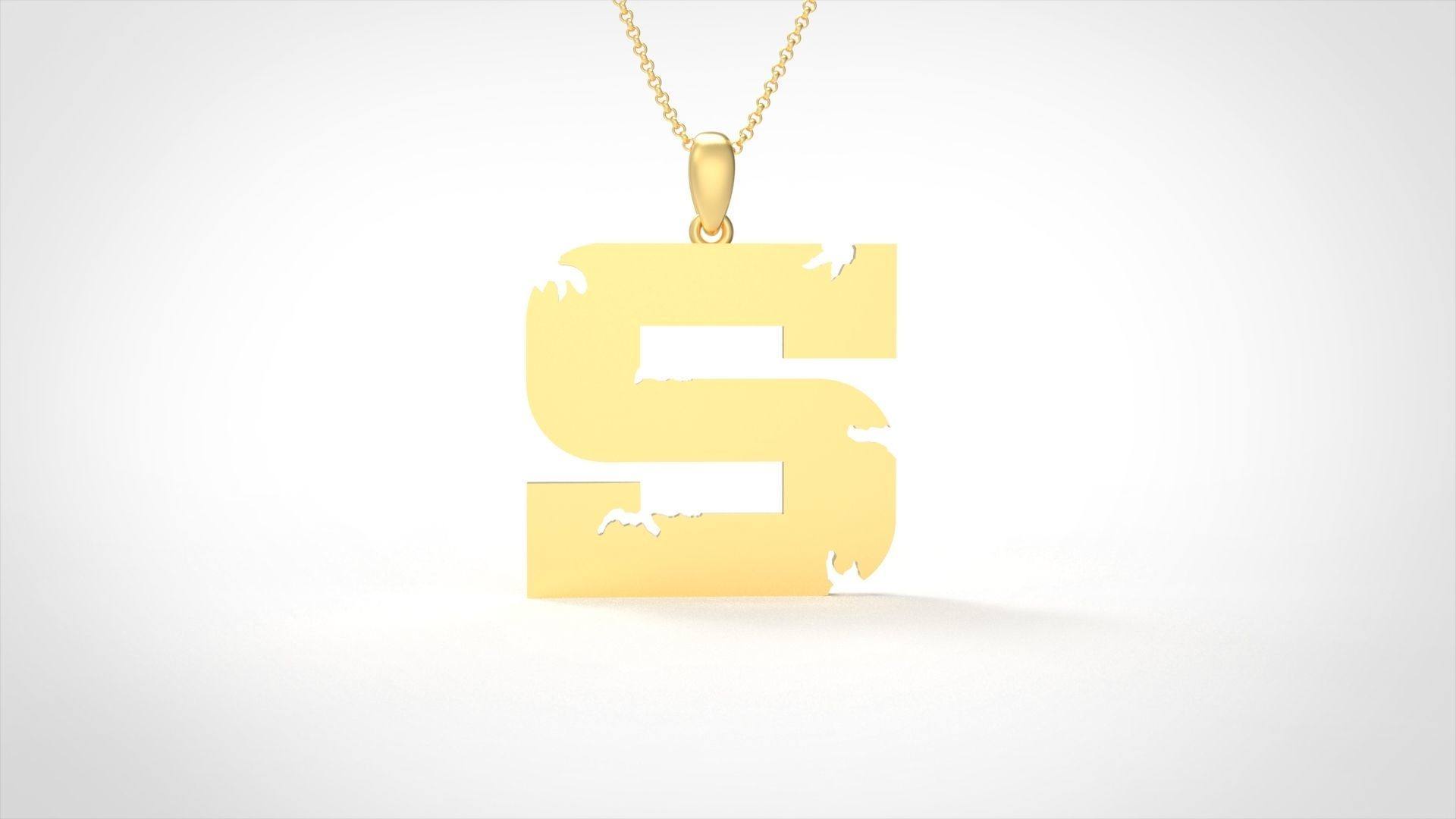 Model 943 S Crack Initial Letter Alphabet Pendant 3D print model_3